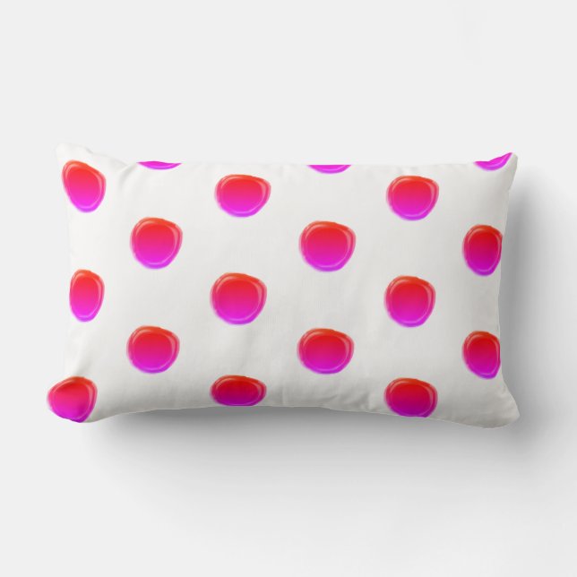 Neon Pink polkadot Lumbar Pillow (Front)