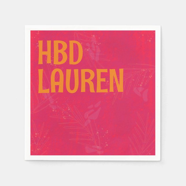 Neon Pink Preppy Birthday  Napkin (Front)