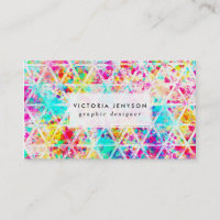 Neon Pink Rainbow Watercolor Triangles Pattern