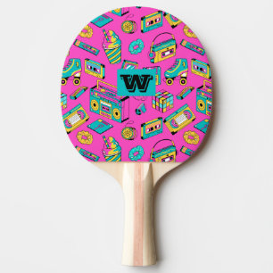 Neon Pink Retro 80s Fun Bright Colourful Pattern  Ping Pong Paddle