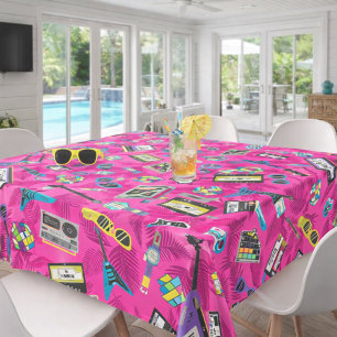 Neon Pink Retro Sunglasses 80s Tropical Statement  Tablecloth