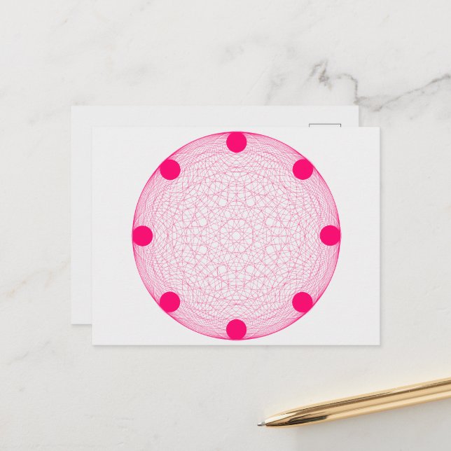 Neon Pink Sacred Circle Postcard – Customizable (Front/Back In Situ)