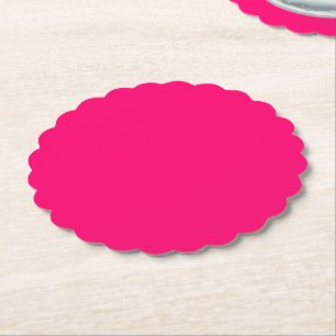 Neon Pink Scalloped Paper Coaster – Customizable