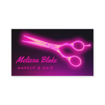 neon pink scissors business card