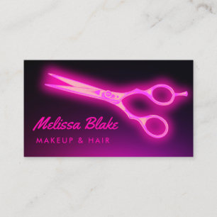 neon pink scissors business card