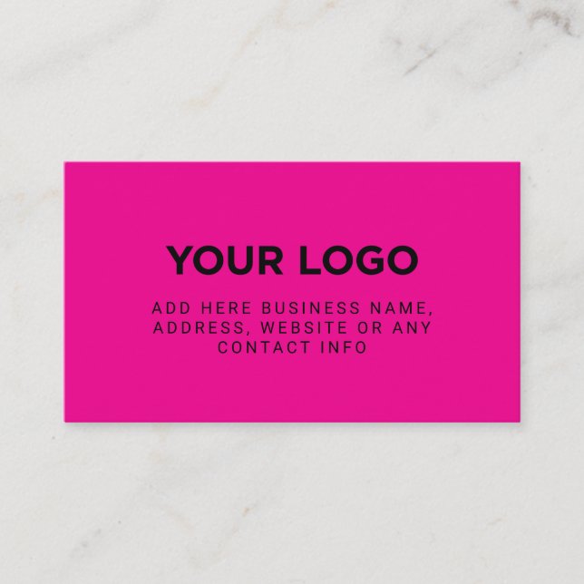 Neon Pink | Simple Company Logo Business Card (Front)