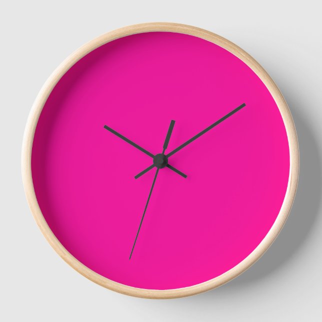 Neon Pink Solid Color Clock (Front)