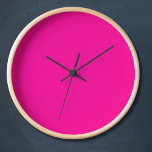 Neon Pink Solid Color Clock<br><div class="desc">A vibrant and electrifying pink that is full of energy and excitement.Reminiscent of neon signs illuminating a bustling city nightlife or the vivid hues of tropical flowers, this color is bold, playful, and unapologetically lively.Perfect for making a striking statement.</div>