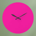 Neon Pink Solid Color Large Clock<br><div class="desc">A vibrant and electrifying pink that is full of energy and excitement.Reminiscent of neon signs illuminating a bustling city nightlife or the vivid hues of tropical flowers, this color is bold, playful, and unapologetically lively.Perfect for making a striking statement.</div>