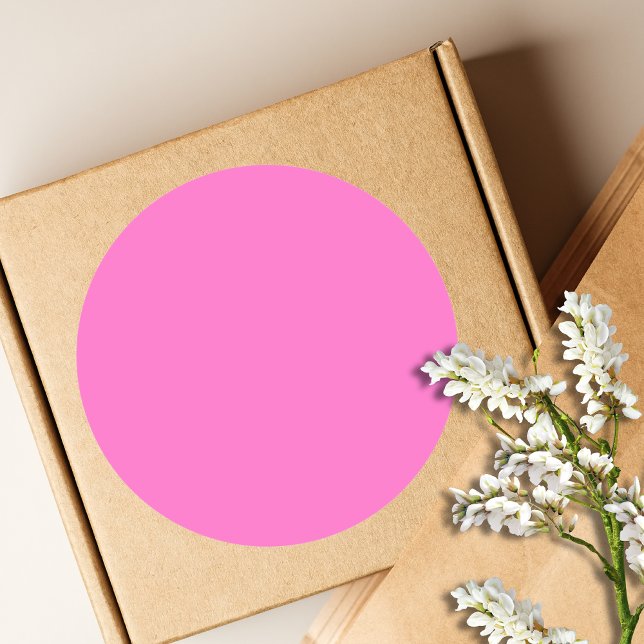 Neon Pink Solid Colour | Classic Round Sticker (Creator Uploaded)