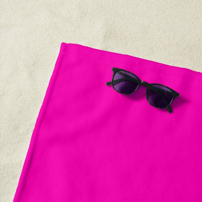 Neon Pink Solid Colour Customize It Beach Towel (In Situ)