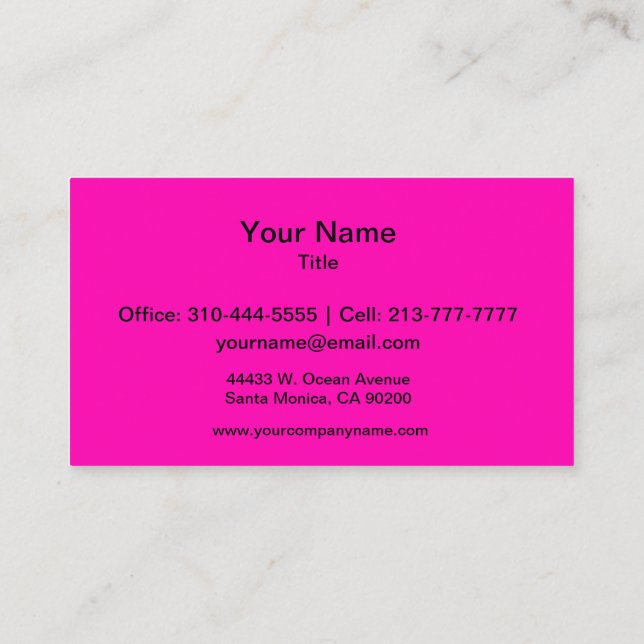 Neon Pink Solid Colour Customize It Business Card (Back)