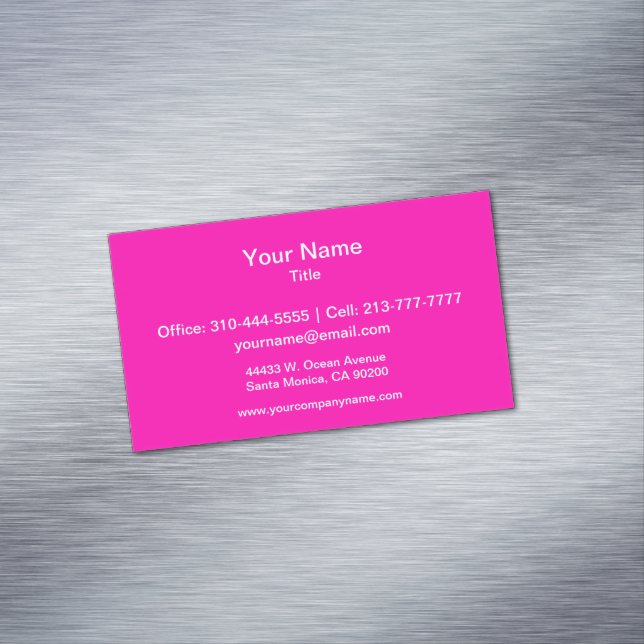 Neon Pink Solid Colour Customize It Magnetic Business Card (In Situ)