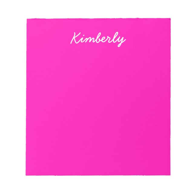 Neon Pink Solid Colour Customize It Notepad (Front)