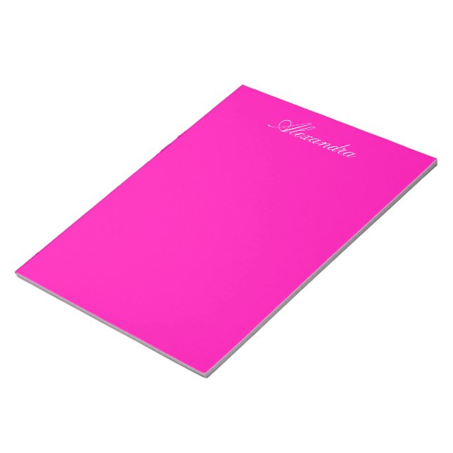 Neon Pink Solid Colour Customize It Notepad (Angled)