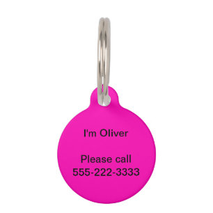 Neon Pink Solid Colour Customize It Pet Tag
