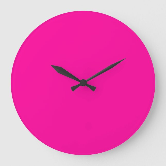 Neon Pink Solid Colour Large Clock (Front)