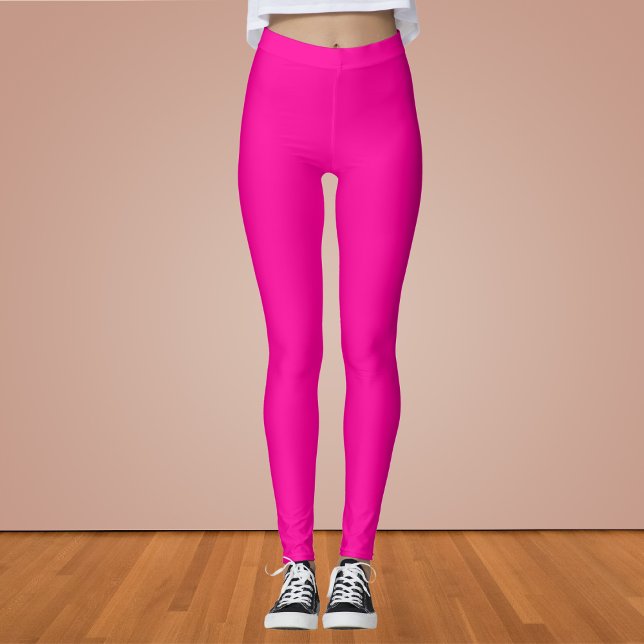 Neon Pink Solid Colour Leggings (Creator Uploaded)