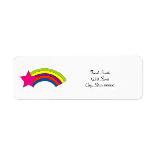 Neon Pink Star Rainbow Personalize Return Address