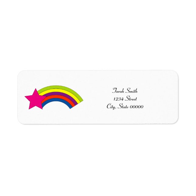 Neon Pink Star Rainbow Personalize Return Address (Front)