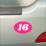 Neon pink sweet 16th Birthday party oval Car Magnet<br><div class="desc">Neon pink sweet 16th Birthday party oval Car Magnet ! Add your own custom age number.</div>