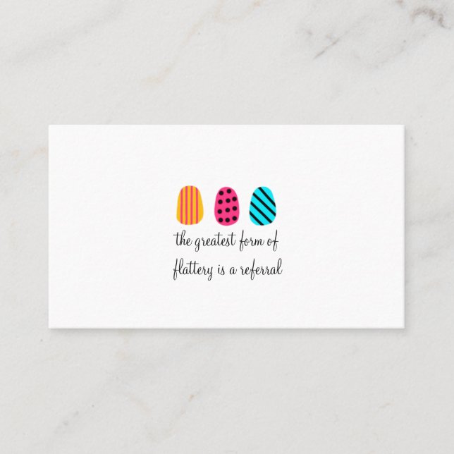 Neon Pink Teal Yellow Nails Loyalty Referral Card (Front)