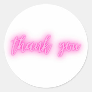 Neon Pink Thank You Classic Round Sticker