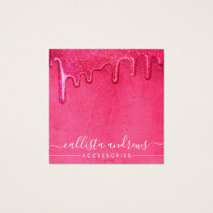 Neon Pink Thick Glitter Drips Ring Display Card