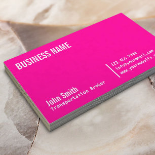 Neon Pink Transportation Broker Business Card
