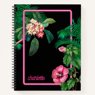 Neon Pink Tropical Botanicals Summer Notebook