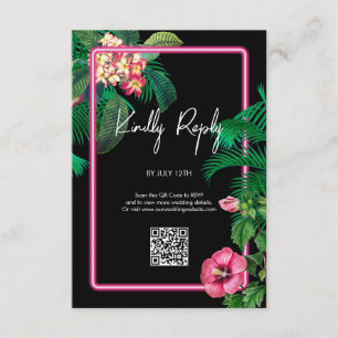Neon Pink Tropical Retro Botanicals Wedding Enclosure Card