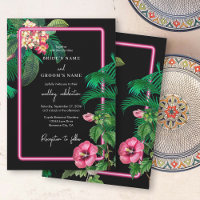 Neon Pink Tropical Retro Botanicals Wedding