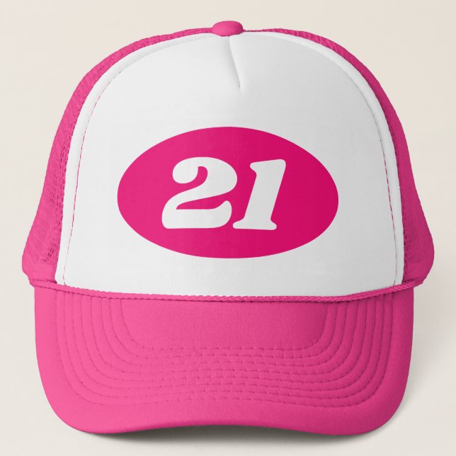 Neon pink trucker hat women's 21st Birthday party (Front)