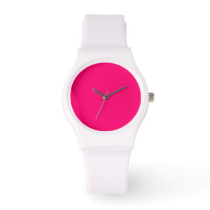 Neon Pink & White Minimalist Watch – Customizable