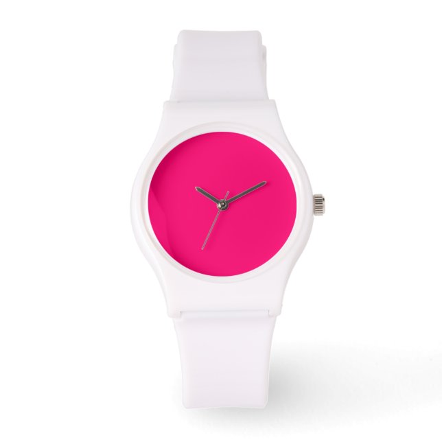 Neon Pink & White Minimalist Watch – Customizable (Front)