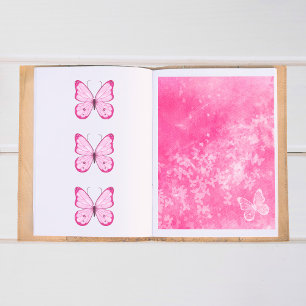 Neon Pink with Butterflies Scrapbook Paper