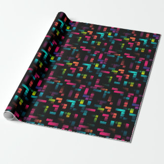 Neon Pixel Brick Wrapping Paper