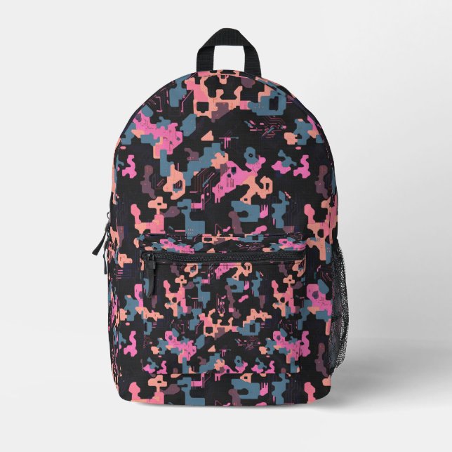 Neon Pixel Fusion Printed Backpack (Front)