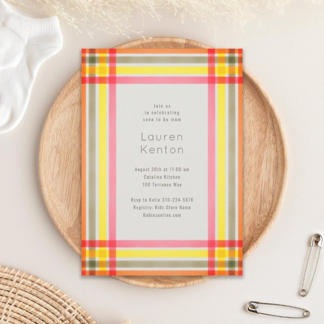 Neon Plaid Baby Shower Invitation (Creator Uploaded)
