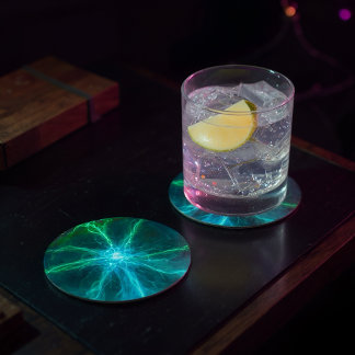 Neon Plasma Ball Electric Party  Round Paper Coaster