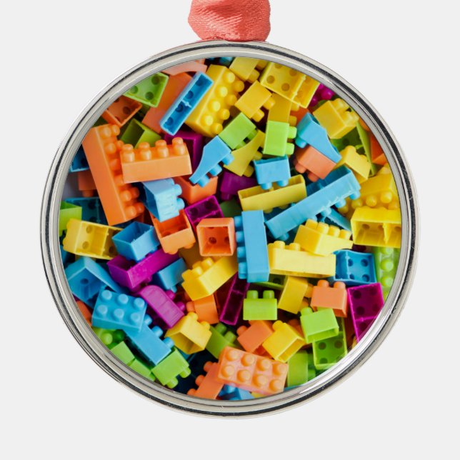 Neon Plastic Building Blocks Metal Ornament (Front)