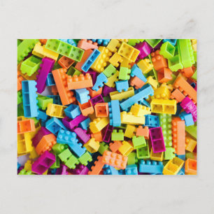 Neon Plastic Building Blocks Postcard