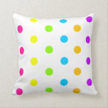 Neon Polka Dot Pillow<br><div class="desc">Bright neon dots on a white background. Neon Pink, Yellow, Green, Aqua, Orange, and Purple. Also available in a lumbar (rectangle) size. High quality design printed on fabric.</div>