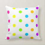 Neon Polka Dot Pillow<br><div class="desc">Bright neon dots on a white background.  Neon Pink,  Yellow,  Green,  Aqua,  Orange,  and Purple. Also available in a lumbar (rectangle) size. High quality design printed on fabric.</div>