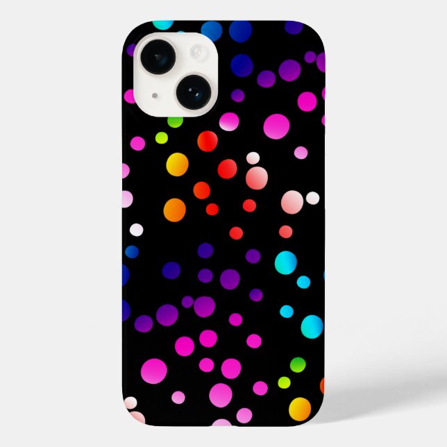 Neon Polka Dots On Black Case-Mate iPhone Case (Back)