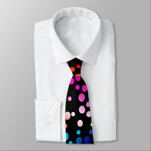 Neon Polka Dots on Black Tie