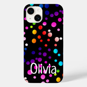 Neon Polka Dots with Name Case-Mate iPhone 14 Case