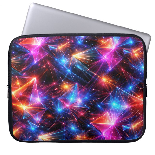 Neon Polygon Abstract with Explosions Laptop Sleeve (Front)