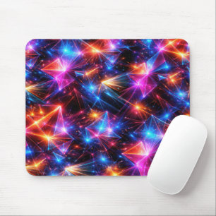 Neon Polygon Abstract With Sparks Mouse Pad