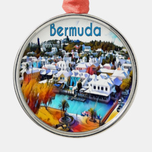 Neon Pop Art Bermuda Metal Ornament